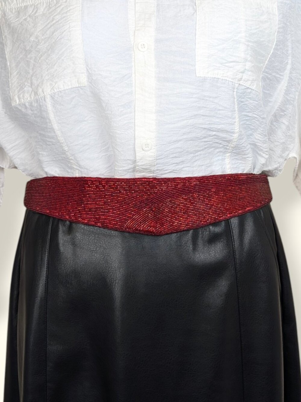 Cadaz Hand Made Red Beaded Tie Belt